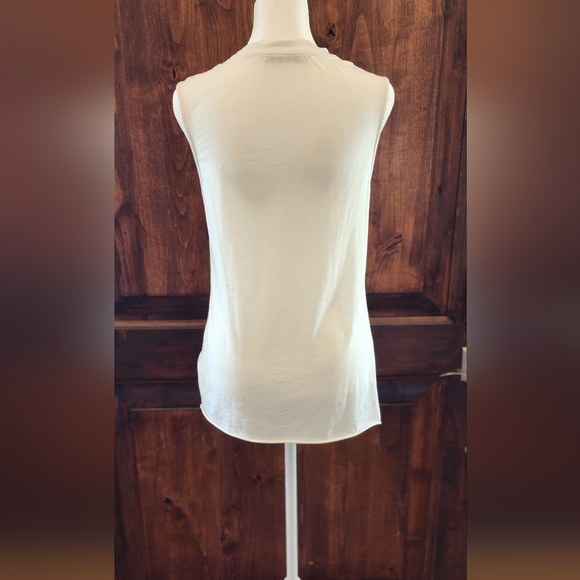 Elegant Yet Casual Saints Rouched detail White Tank Top - Picture 9 of 11